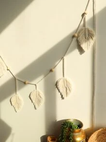 1 件手工 Macrame 壁挂 - 天然纤维叶花环，波西米亚风家居装饰，客厅、卧室或育儿室的墙壁艺术，泥土色调墙壁装饰节日装饰、家居装饰、房间装饰、墙壁装饰礼物生日毕业 - 彩色 - 查看 3