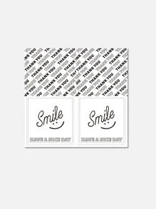 50 miếng Slogan Graphic Gift Sticker - Đen và trắng - Xem 4