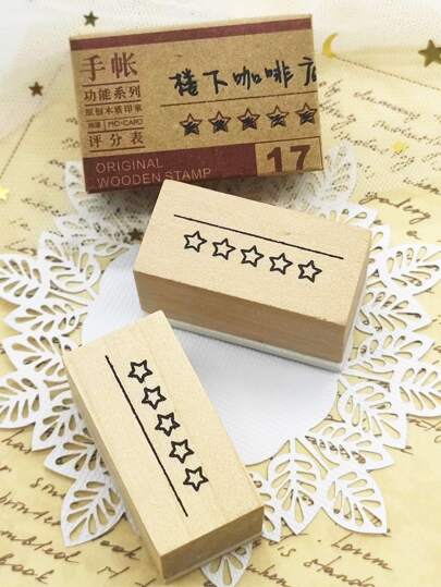 1 pieza Sello de madera con patrón de estrella Regreso a la escuela