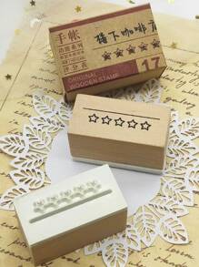 1 件星形图案木质印章“返校日” - 彩色 - 查看 2