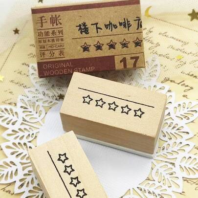 1 pieza Sello de madera con patrón de estrella Regreso a la escuela