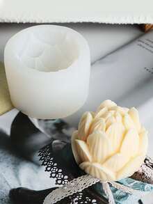 1pc Lotus Shaped DIY Silicone Mold - White - View 1