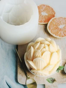 1pc Lotus Shaped DIY Silicone Mold - White - View 5