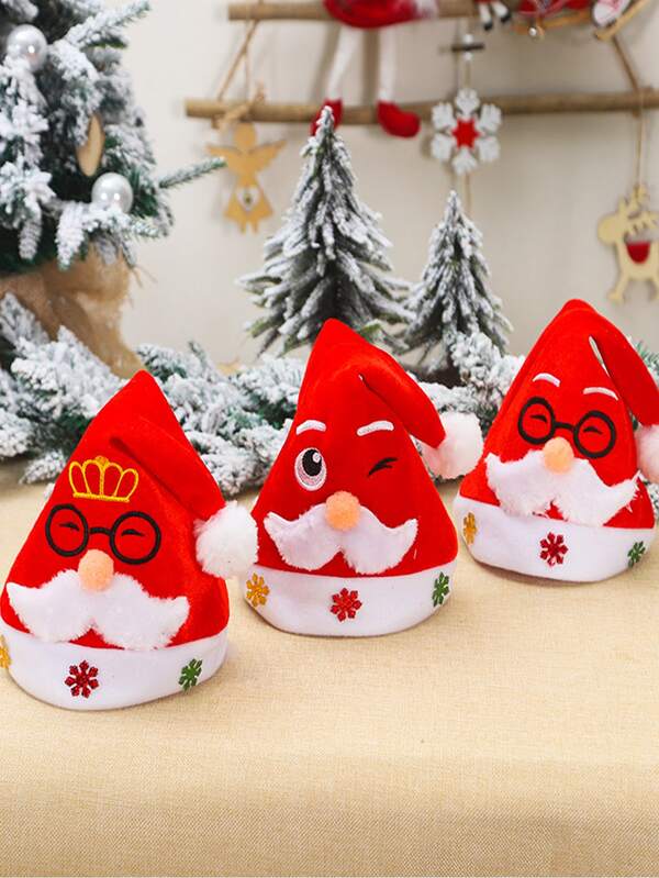 1pc Plush Santa Claus Hat, Christmas Decoration Hat (Random Delivery),Christmas