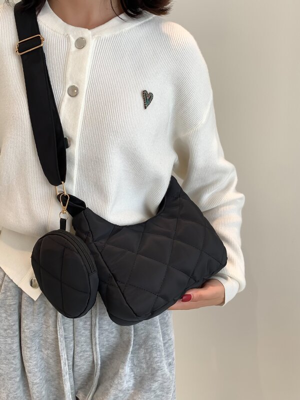 Quilted Hobo Bag With Coin Purse Valentines