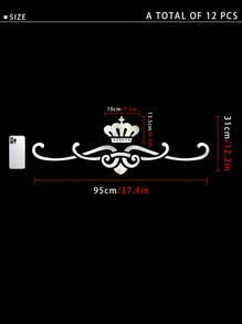 12入組王冠設計裝飾鏡子 - 銀色 - 查看 4