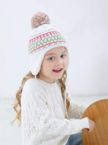 Toddler Girls Stripe Pattern Hat & Gloves & Infinity Scarf - Multicolor - View 3