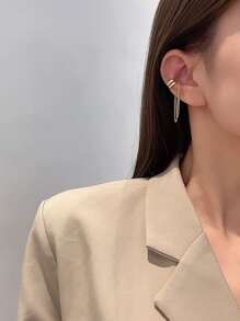 Chain Decor Ear Cuff - Yellow Gold - View 1