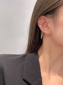 Chain Decor Ear Cuff - Yellow Gold - View 2