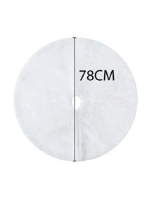 1pc Solid Plush Christmas Tree Skirt - White - View 3