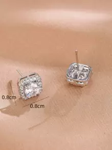 Cubic Zirconia Decor Stud Earrings