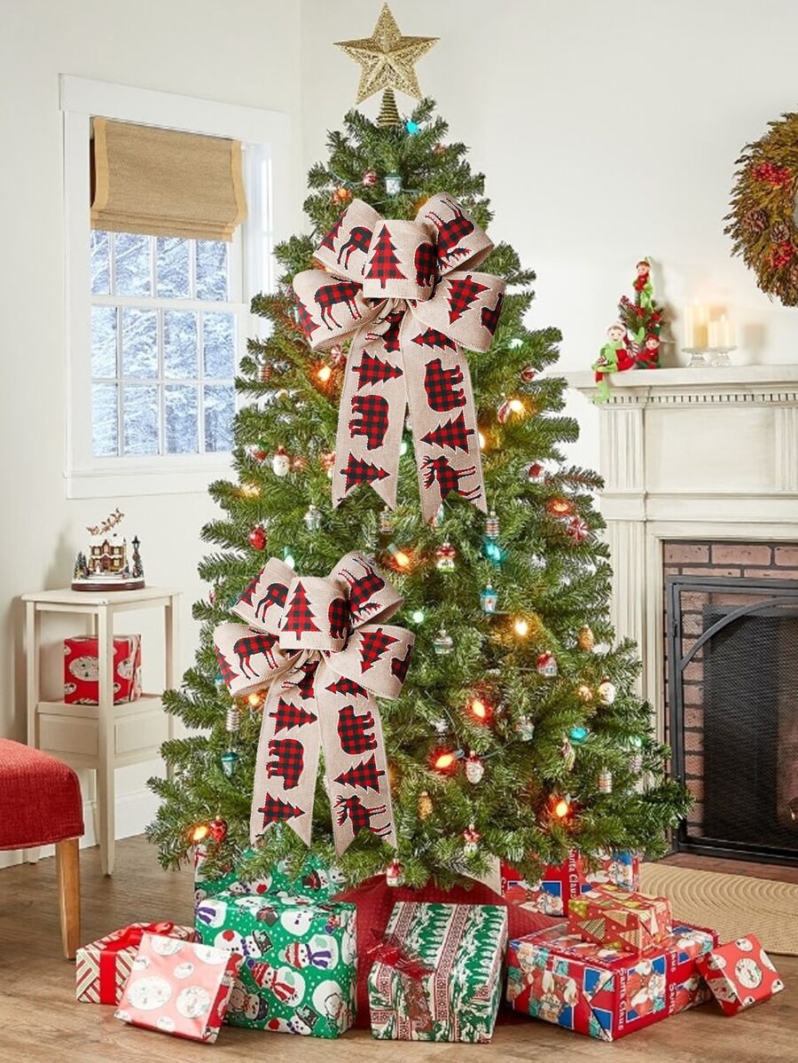 1pc Bow Design Christmas Tree Decoration - Multicolor - View 1