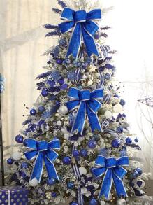 1入組聖誕裝飾手寫筆記蝴蝶結和聖誕樹裝飾藍色聖誕擺設 - 藍色 - 查看 4