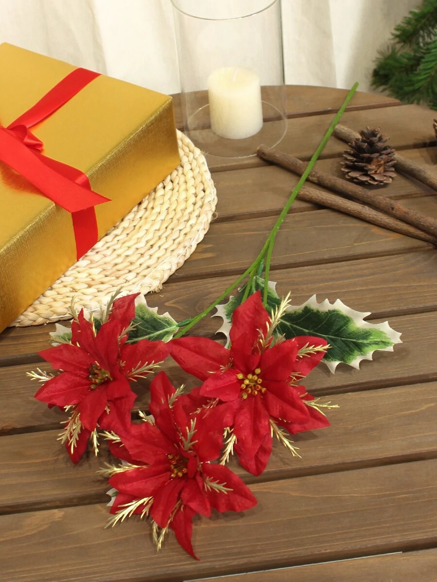 1 件人造圣诞花 - 适用于 DIY 工艺品、节日家居装饰、季节性冬季装饰 - 彩色 - 查看 1