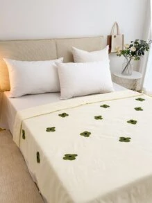 Floral Embroidered Bedspread - Beige - View 1
