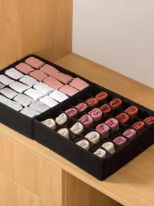 1 cái 24 ngăn tổ chức tủ quần áo có thể gập lại và có thể giặt được tại nhà cho đồ lót, hộp lưu trữ đồ lót, tổ chức ngăn kéo vớ áo ngực và quần lót, tổ chức lưu trữ hộ gia đình - màu đen - Xem 3