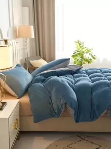 Plain Duvet Cover Set Without Filler - Blue - View 1
