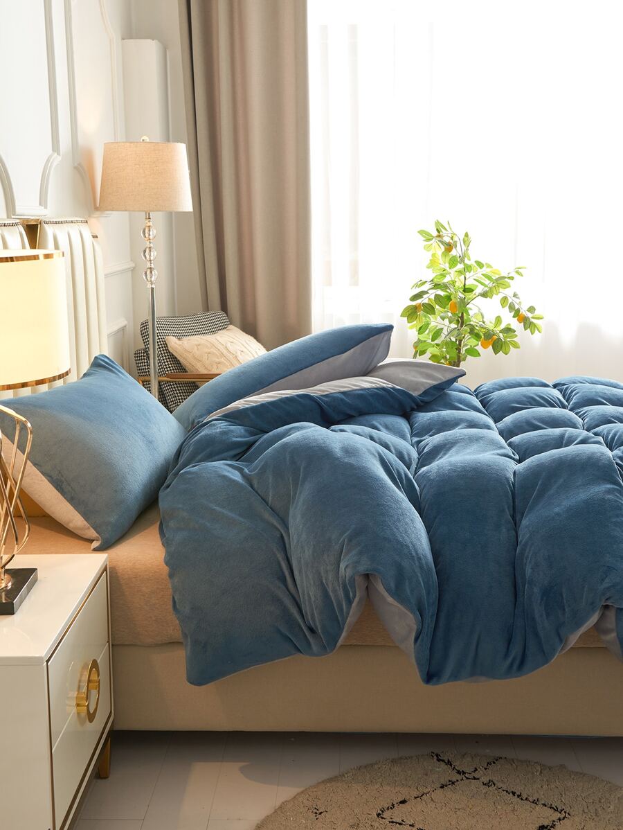 Plain Duvet Cover Set Without Filler - Blue - View 1