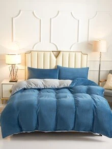 Plain Duvet Cover Set Without Filler - Blue - View 2