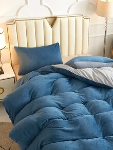 Plain Duvet Cover Set Without Filler - Blue - View 6