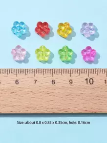 100pcs Random Color Flower Design Acrylic Bead Valentines - Multicolor - View 3