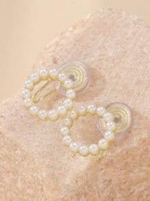 Faux Pearl Circle Decor Clip On Earrings - Multicolor - View 3