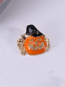 Halloween Pumpkin Design Brooch - Multicolor - View 3
