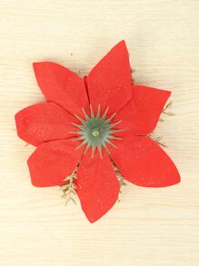 2pcs 5.5in Christmas Tree Decoration Flower Realistic Three-layer Gold Powder Christmas Flower Wreath Christmas Scene Decoration - Red - View 5