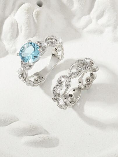 Anillo de decoración de circonita cúbica para mujer, para fiesta, banquete, boda, para un regalo elegante, 1 pieza