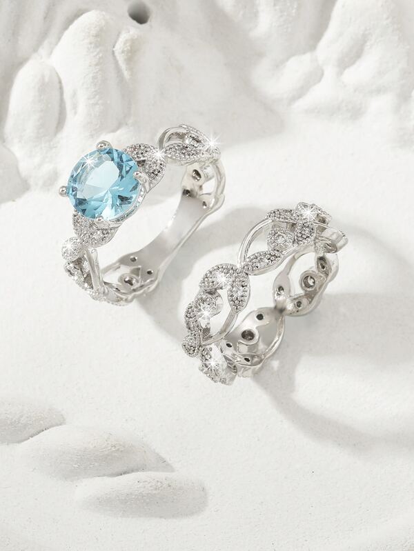 1Pc Cubic Zirconia Decor Ring For Women For Party Banquet Wedding For A Stylish Look Gift