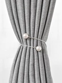1pc Faux Pearl Decor Curtain Tieback - Silver - View 1