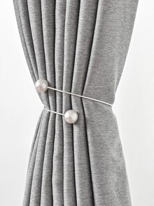 1pc Faux Pearl Decor Curtain Tieback - Silver - View 2