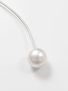 1pc Faux Pearl Decor Curtain Tieback - Silver - View 3