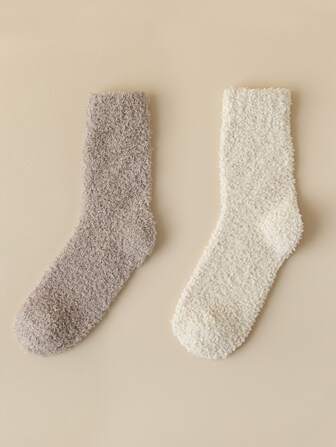 2pcs Solid Crew Socks
