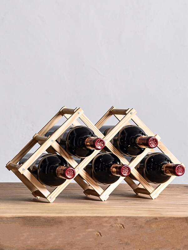 1pc Wooden Foldable Wine Rack SHEIN USA
