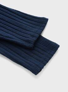 GENTILAND Top tejido de canalé de cuello alto - Azul Marino - Ver 4