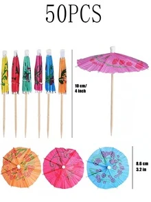 50 piezas Marcador de vidrio con diseño de paraguas al azar - Multicolor - Ver 2