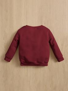 SHEIN 嬰兒字母圖案套頭衫 - 酒紅色 - 查看 2