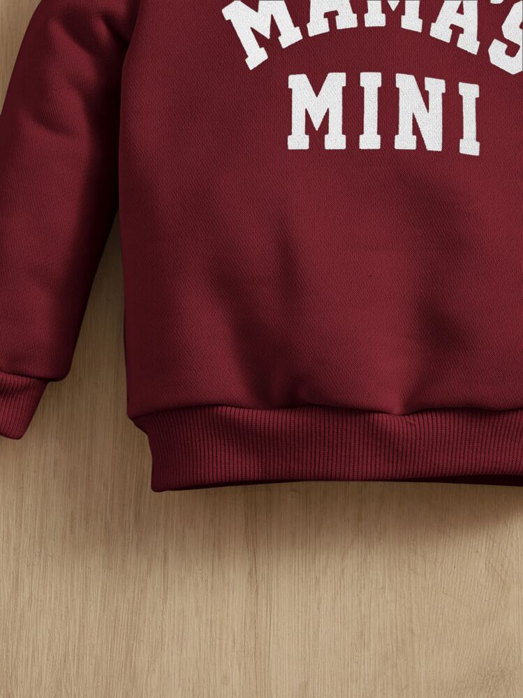 SHEIN Baby Letter Graphic Pullover - Burgundy - View 4