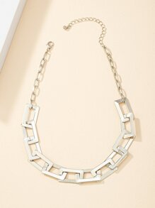 極簡風格鏈條樣式項鍊 - 銀色 - 查看 1