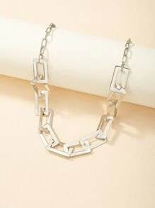 極簡風格鏈條樣式項鍊 - 銀色 - 查看 2