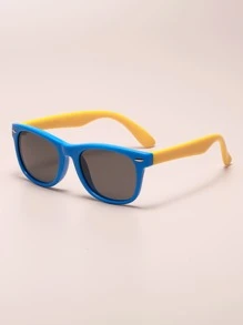 1 pieza de gafas de sol polarizadas con montura cuadrada para niños, protección solar al aire libre de moda - Azul - Ver 1