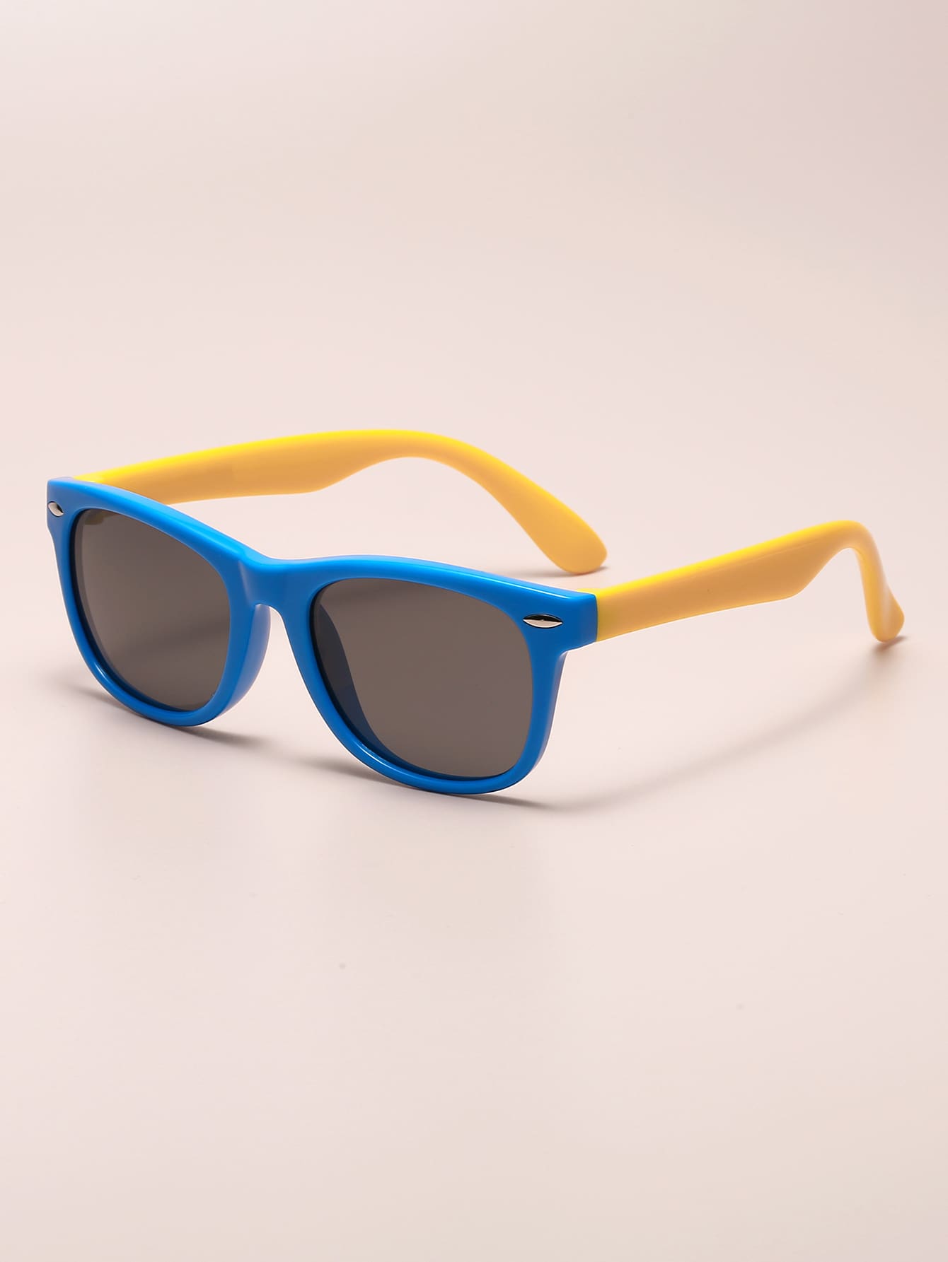 1 pieza de gafas de sol polarizadas con montura cuadrada para niños, protección solar al aire libre de moda - Azul - Ver 1