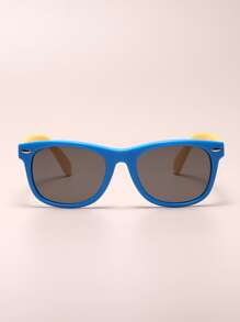 1 pieza de gafas de sol polarizadas con montura cuadrada para niños, protección solar al aire libre de moda - Azul - Ver 2