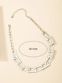 極簡風格鏈條樣式項鍊 - 銀色 - 查看 3