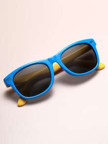 1 pieza de gafas de sol polarizadas con montura cuadrada para niños, protección solar al aire libre de moda - Azul - Ver 5