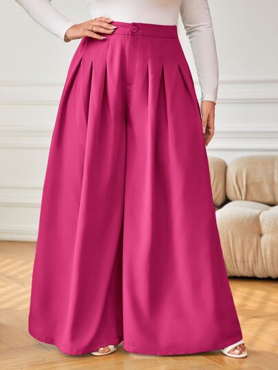 SHEIN Unity Hose mit weiten Beinen, hoher Taille, Falten