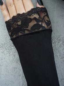 Contrast Lace Fingerless Gloves Halloween Y2k Valentine's Day Valentines