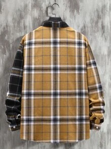 Manfinity Men Plaid Print Colourblock Drop Shoulder Shirt Without Tee - Multicolor - View 2