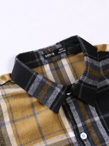 Manfinity Men Plaid Print Colourblock Drop Shoulder Shirt Without Tee - Multicolor - View 3